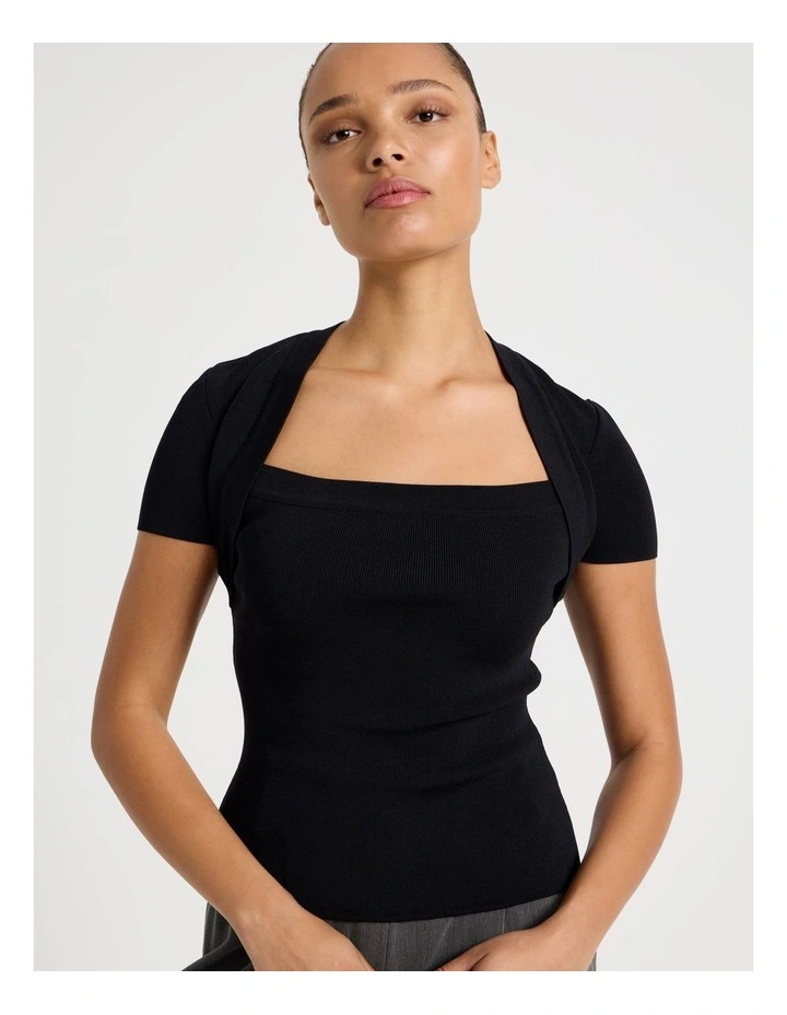Shrug Knit Top in Black image 5