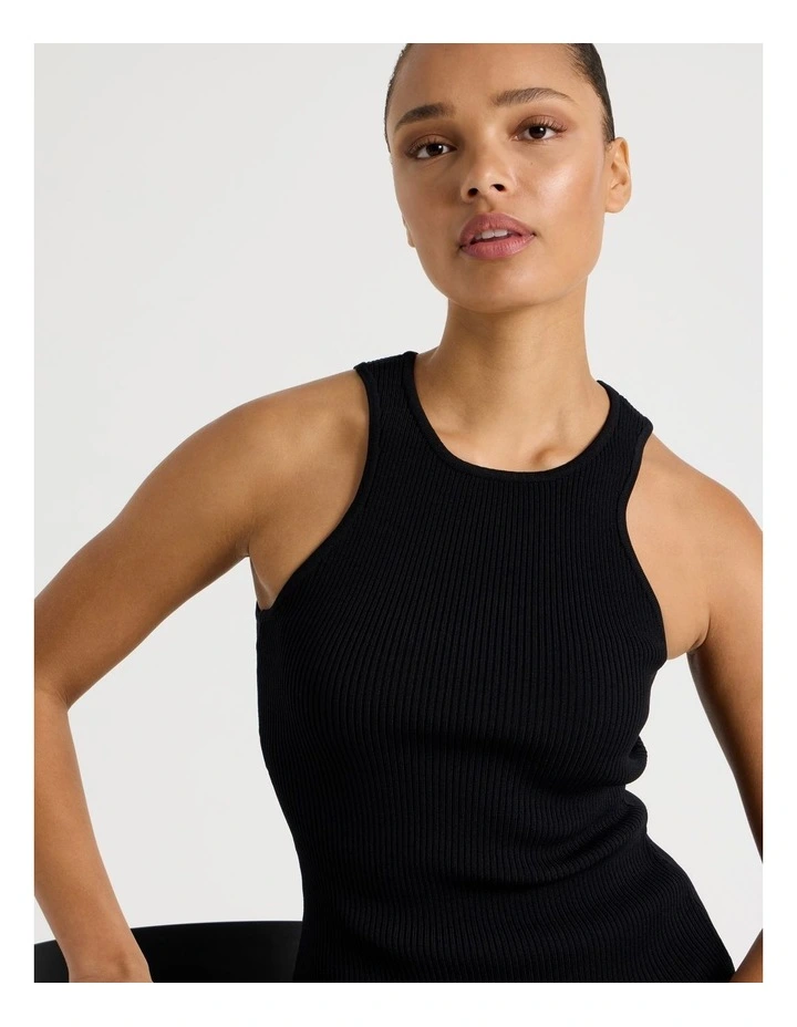 Rib Knit Tank in Black image 5