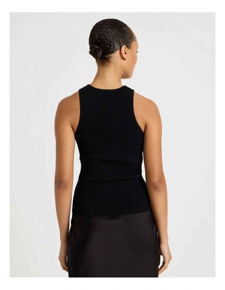 Rib Knit Tank in Black image 6