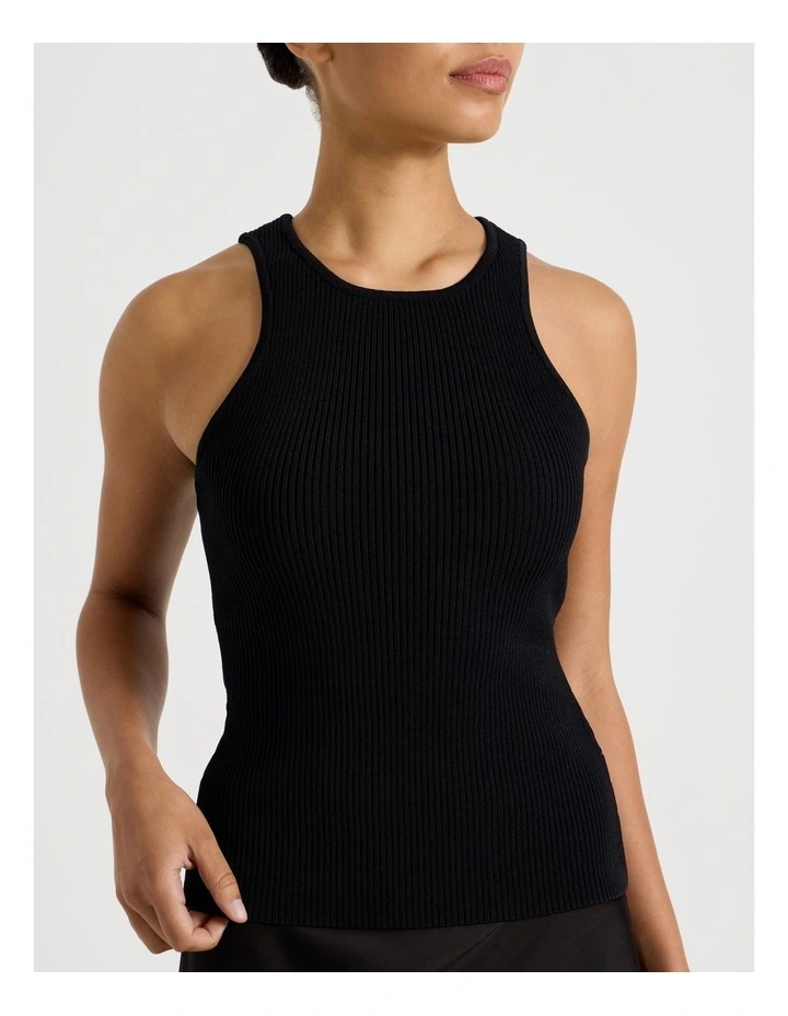 Rib Knit Tank in Black image 7
