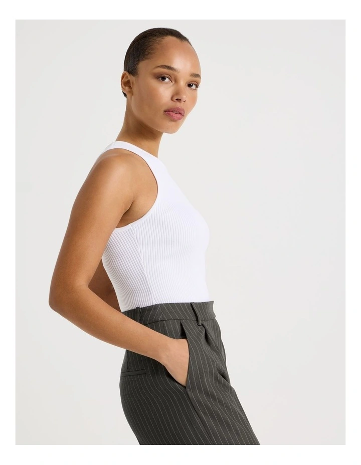 Rib Knit Tank in White image 1