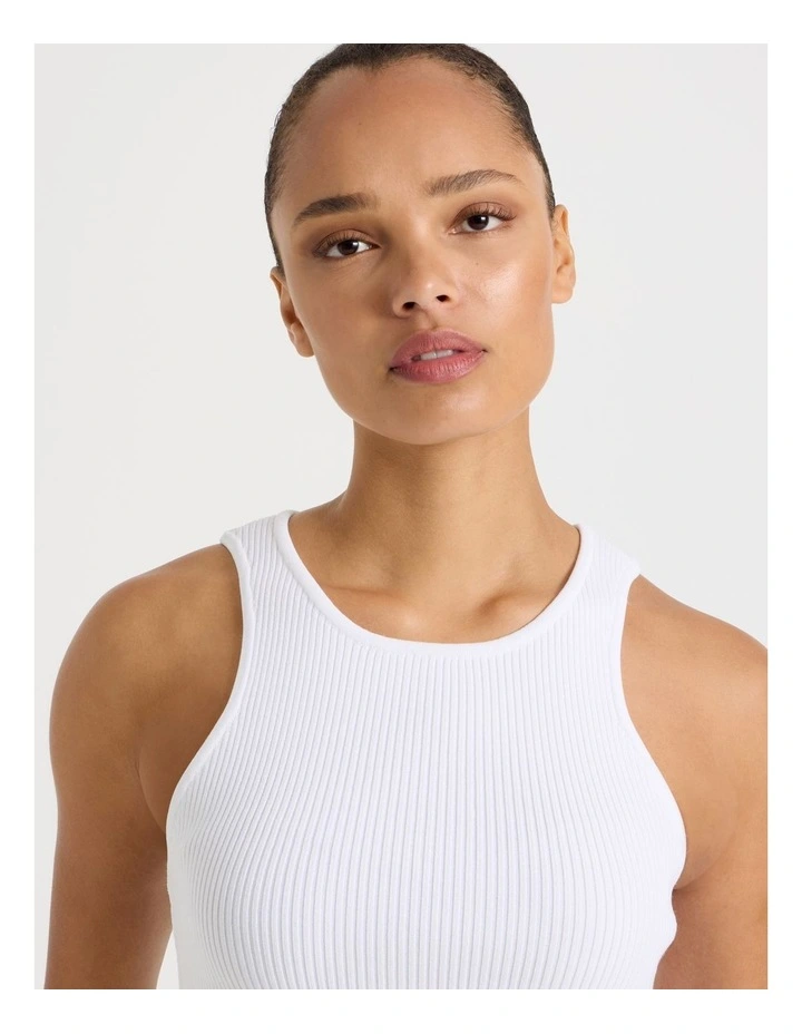 Rib Knit Tank in White image 2