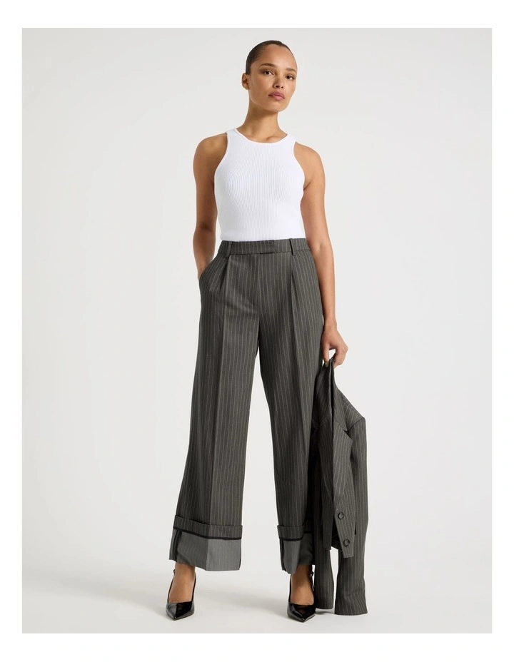 Rib Knit Tank in White image 4