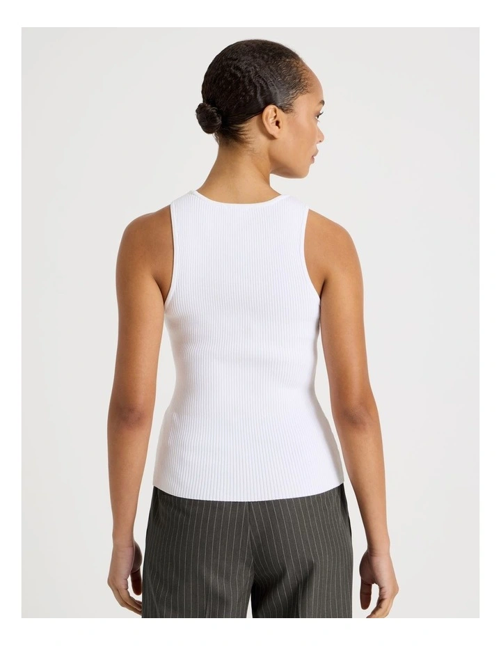 Rib Knit Tank in White image 6