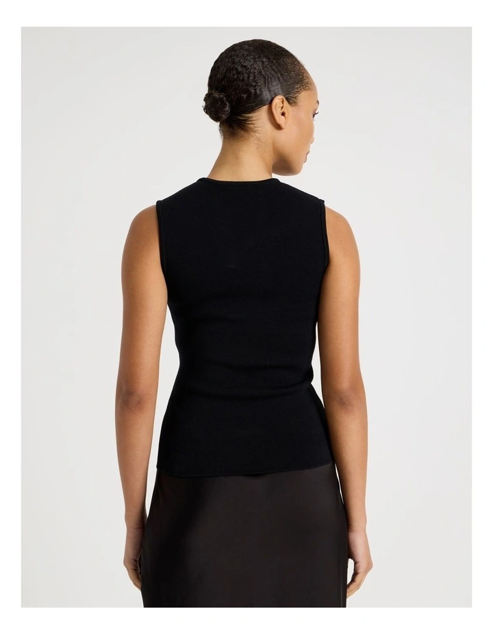 V Neck Knit Vest in Black image 6