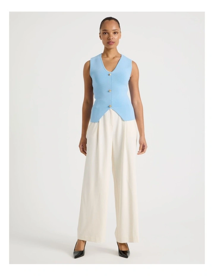 V Neck Knit Vest in Light Blue image 3