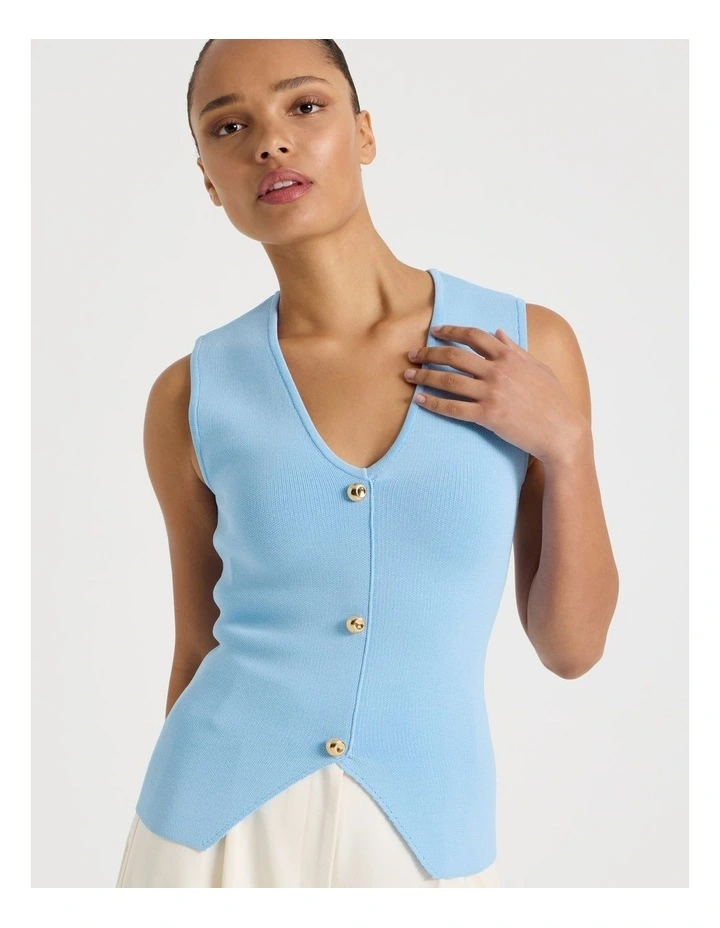 V Neck Knit Vest in Light Blue image 4