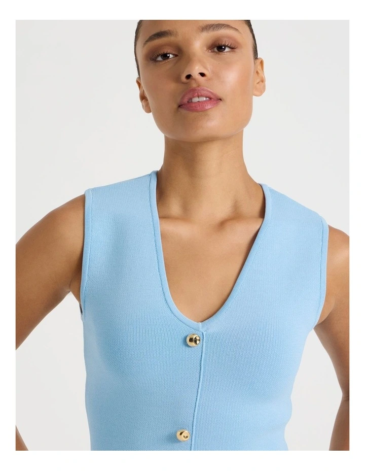 V Neck Knit Vest in Light Blue image 5