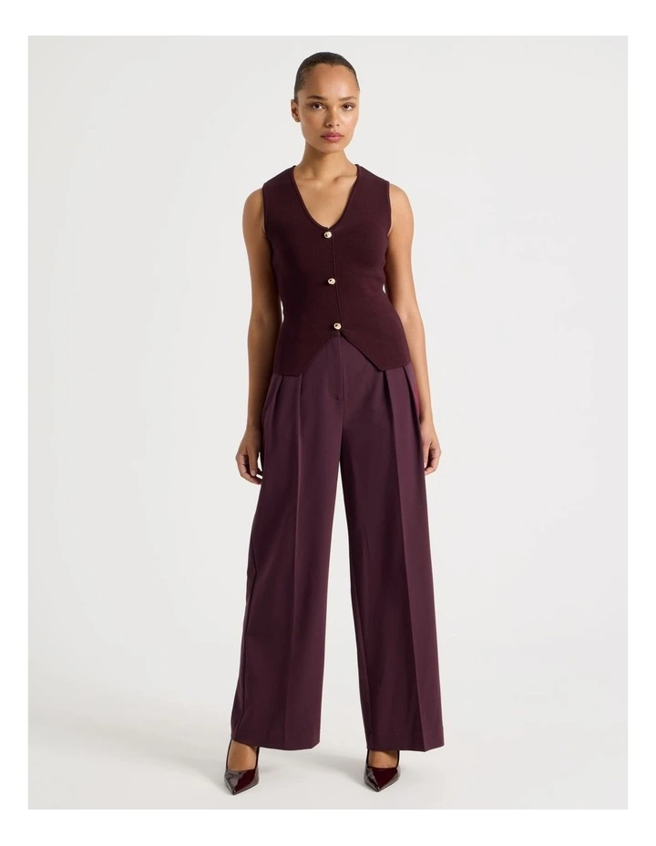 V Neck Knit Vest in Wine image 4