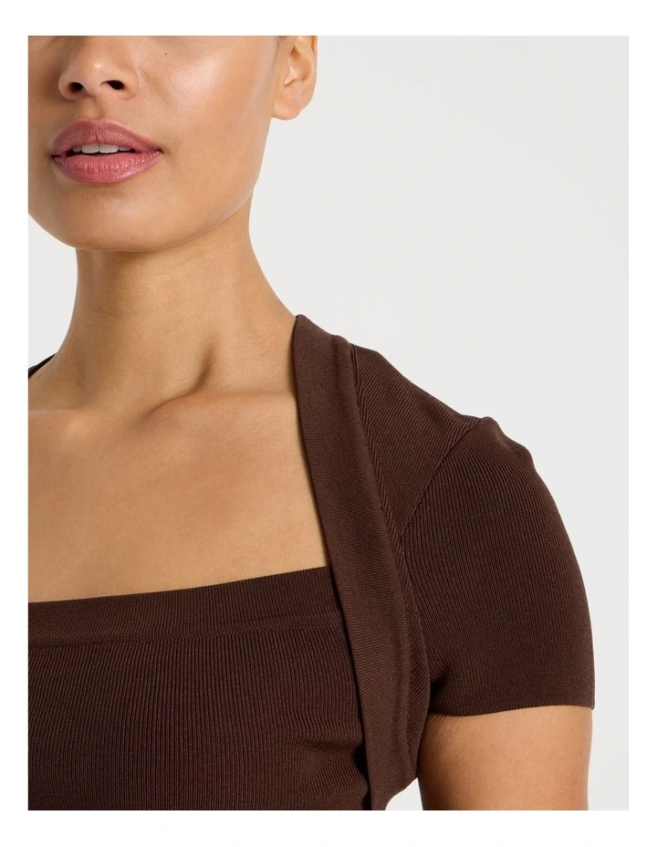 Shrug Knit Top in Dark Brown image 6