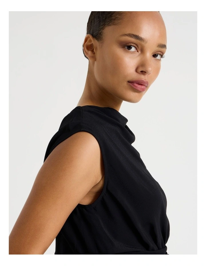 Twist Detail Short Sleeve Blouse in Black image 2