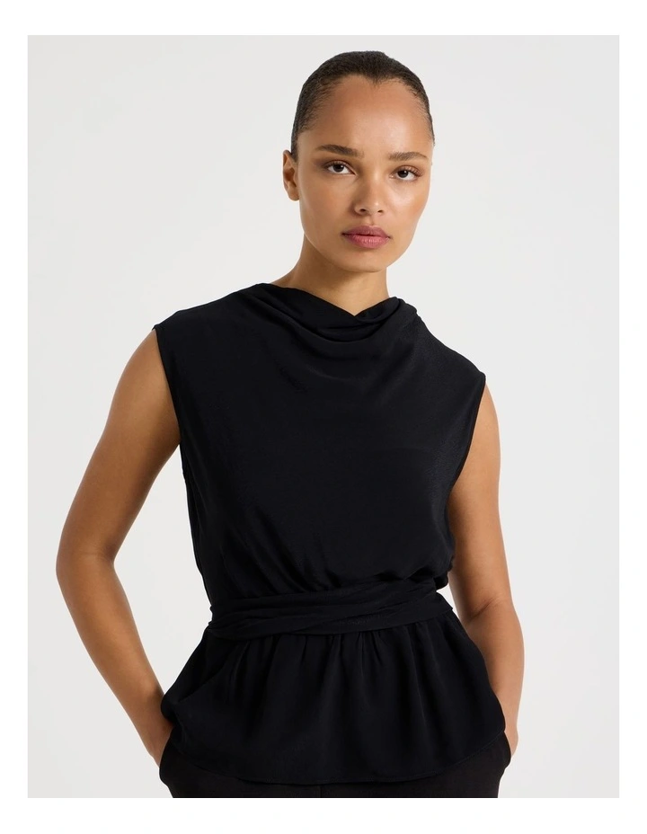 Twist Detail Short Sleeve Blouse in Black image 5