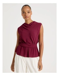 Twist Detail Short Sleeve Blouse in Rouge