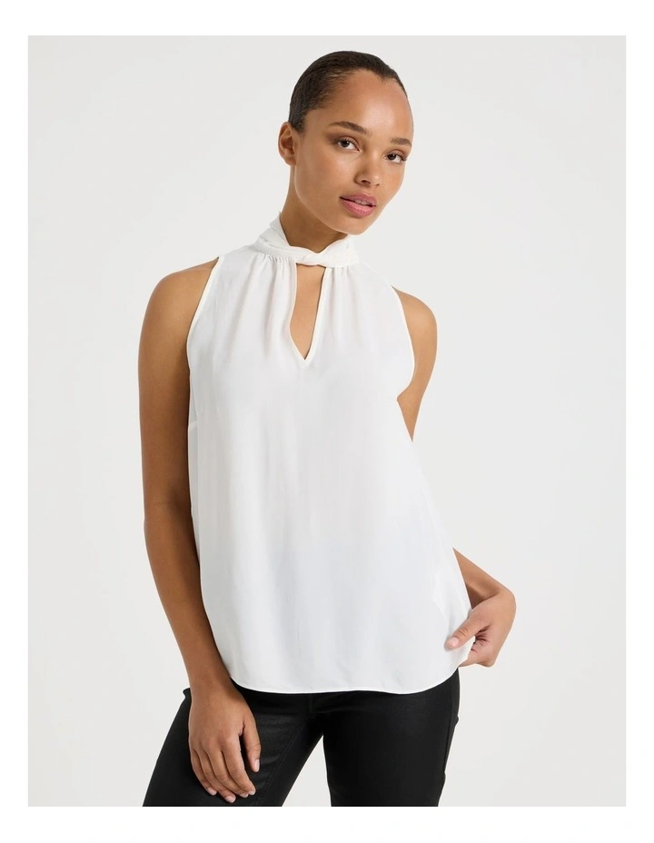 Tie Neck Top in Ivory image 1