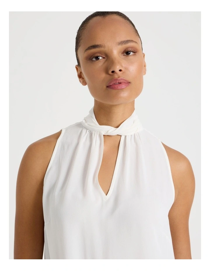 Tie Neck Top in Ivory image 3