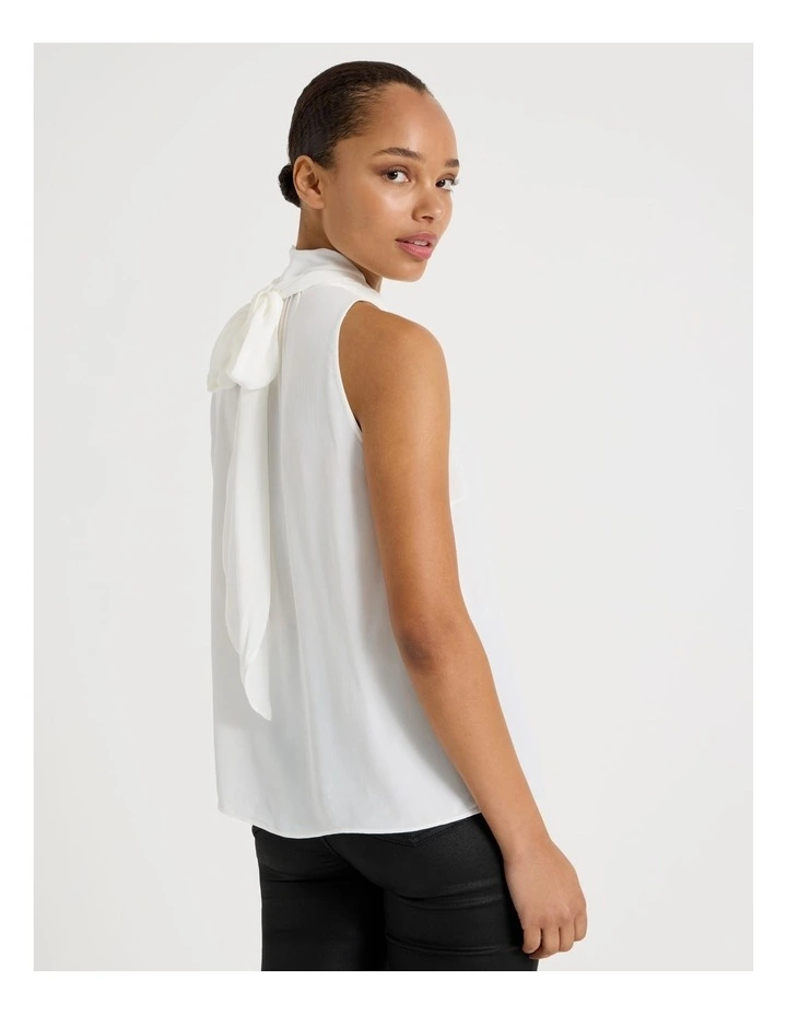 Tie Neck Top in Ivory image 4