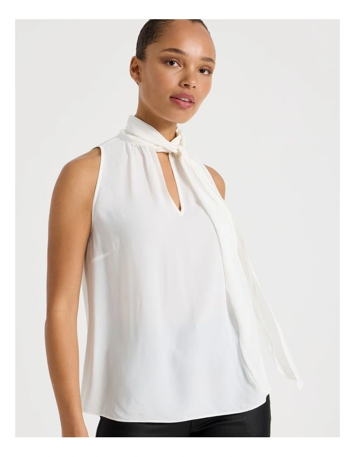 Tie Neck Top in Ivory image 5