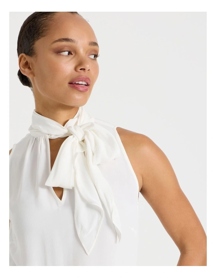 Tie Neck Top in Ivory image 7