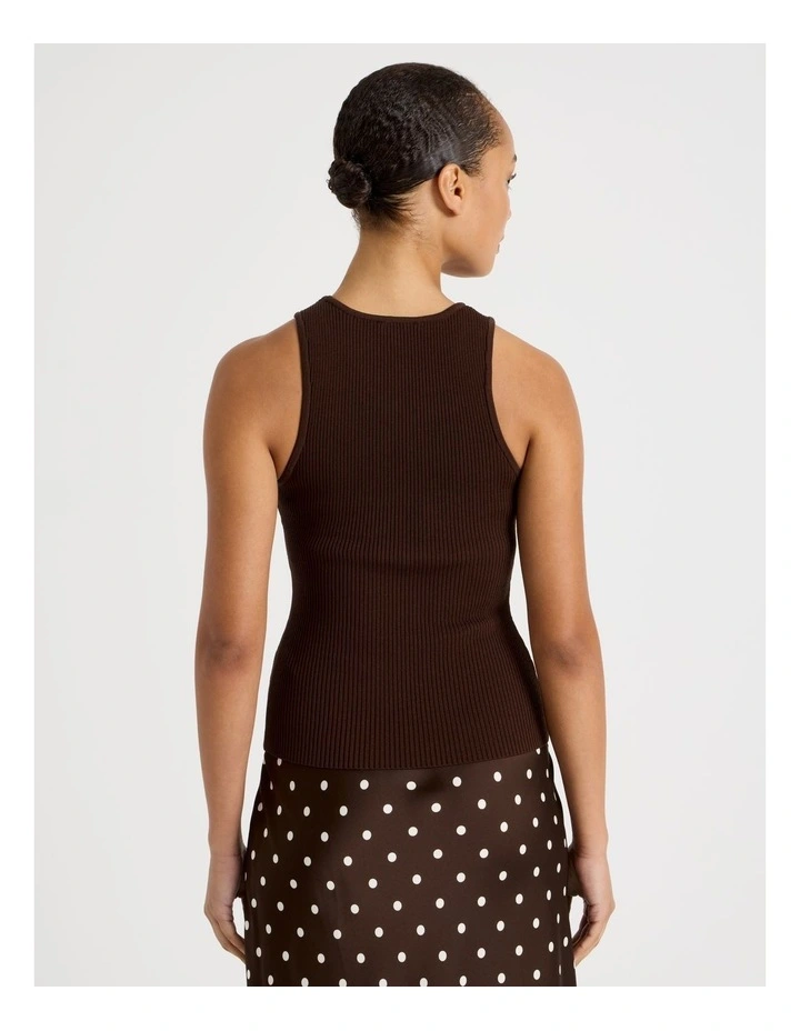 Rib Knit Tank in Dark Brown image 5