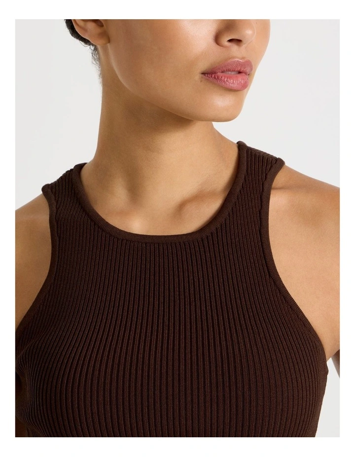 Rib Knit Tank in Dark Brown image 6