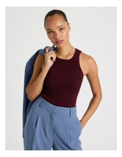Rib Knit Tank in Wine
