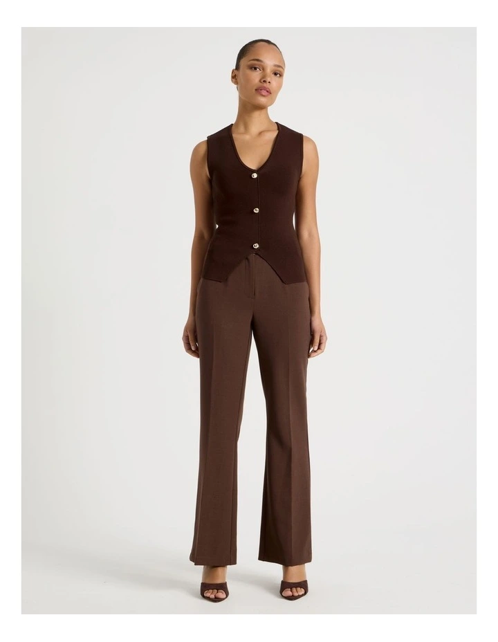 V Neck Knit Vest in Dark Brown image 2