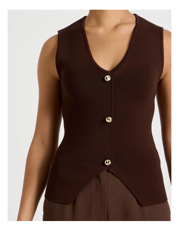 V Neck Knit Vest in Dark Brown image 5