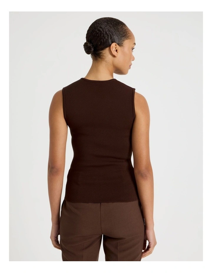 V Neck Knit Vest in Dark Brown image 6