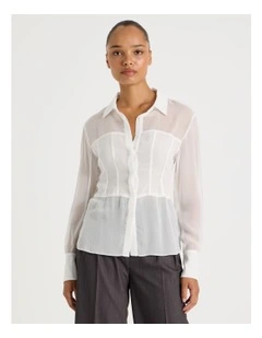 Sheer Panel Shirt in Ivory