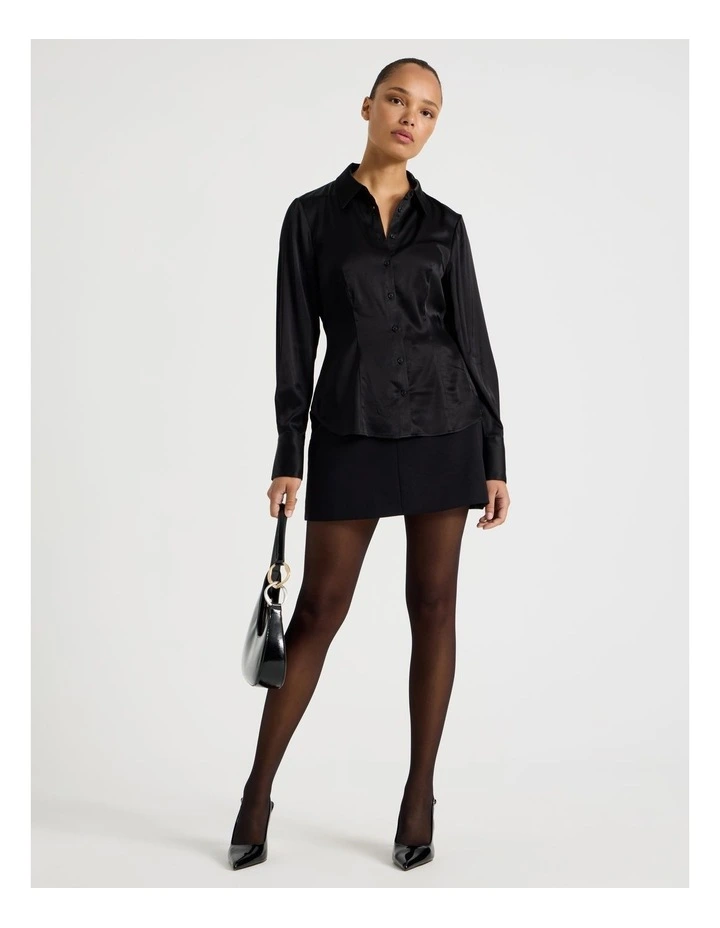 Satin Shirt in Black image 1