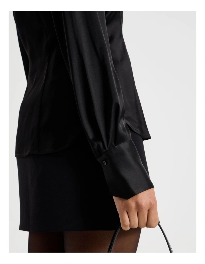 Satin Shirt in Black image 7