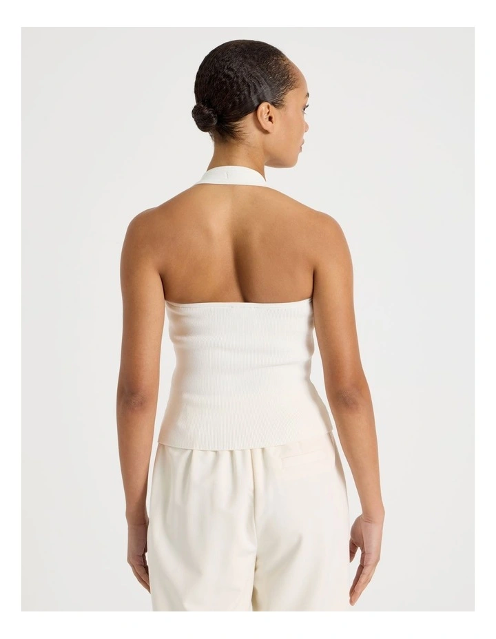 Halter Neck Knit Top in Ivory image 6