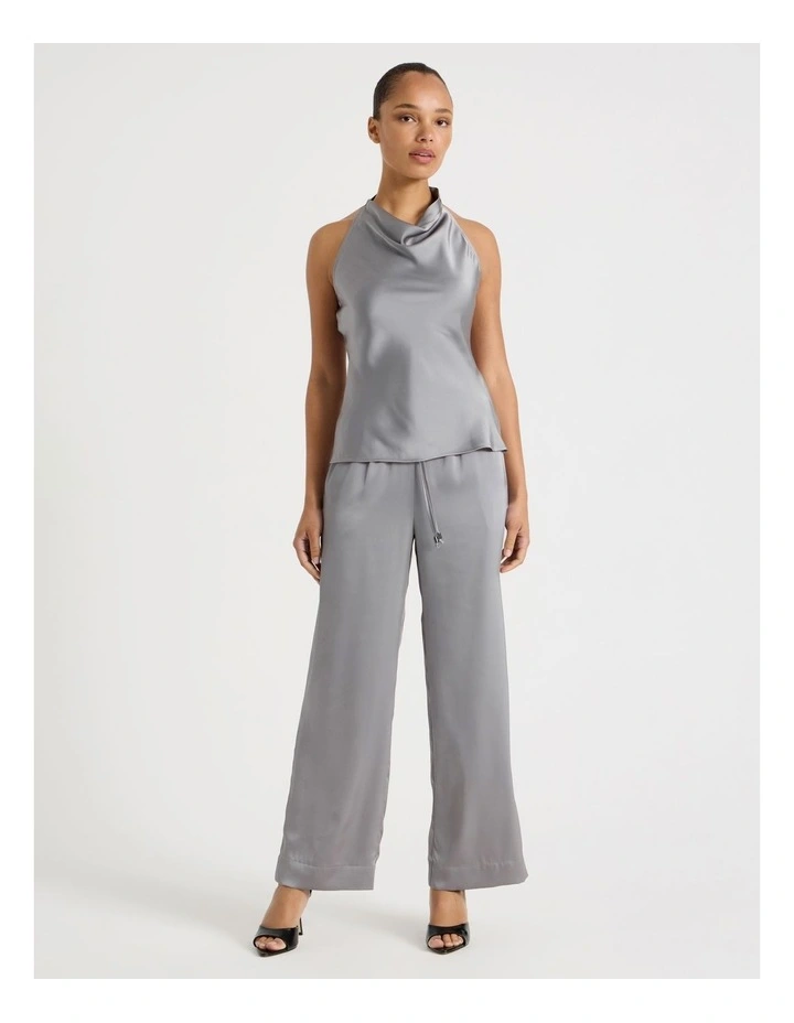 Satin Halter Neck Top in Silver Grey image 2