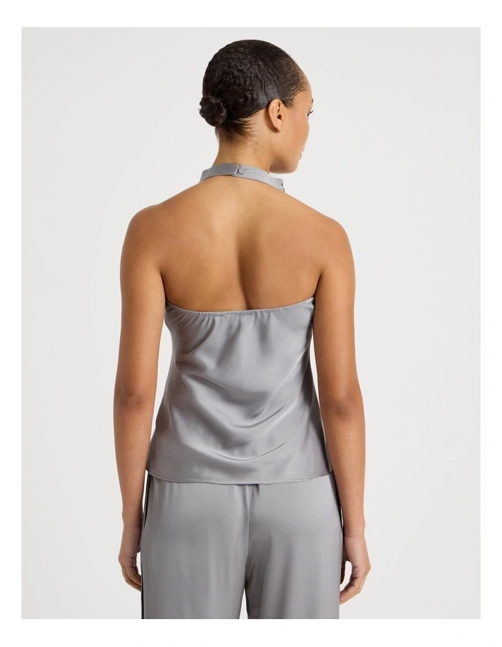 Satin Halter Neck Top in Silver Grey image 6