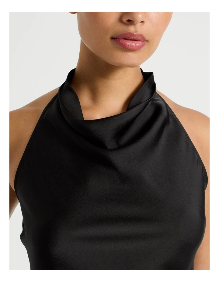 Satin Halter Neck Top in Black image 5