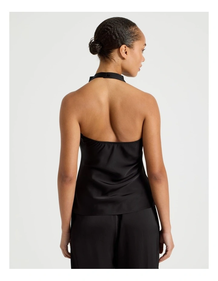 Satin Halter Neck Top in Black image 6