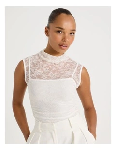 Lace Sleeveless Top in Ivory
