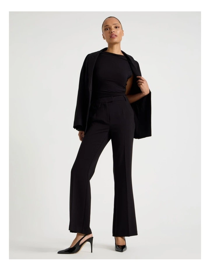 Draped Jersey Asymmetric Top in Black image 2