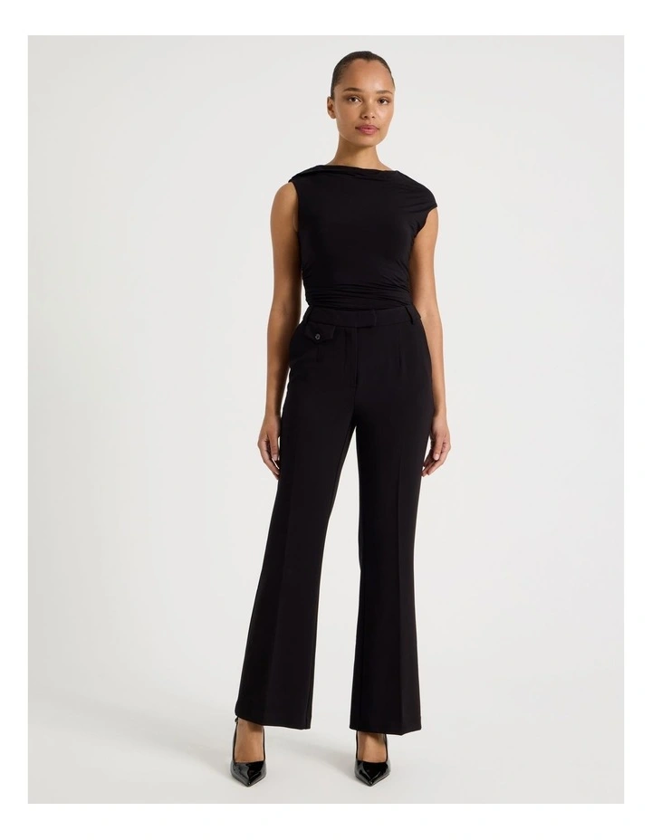 Draped Jersey Asymmetric Top in Black image 6