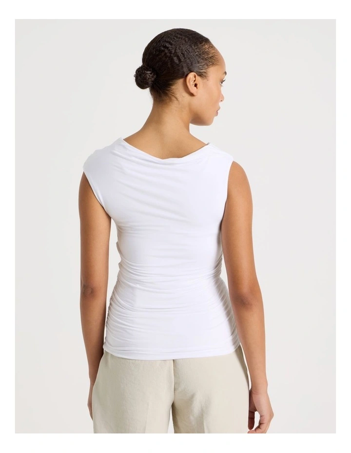 Draped Jersey Asymmetric Top in White image 6