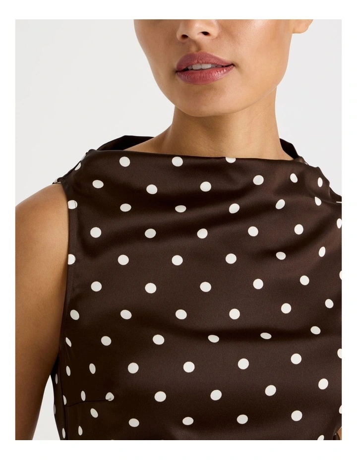 Satin High Neck Asymmetrical Top in Dark Brown image 5