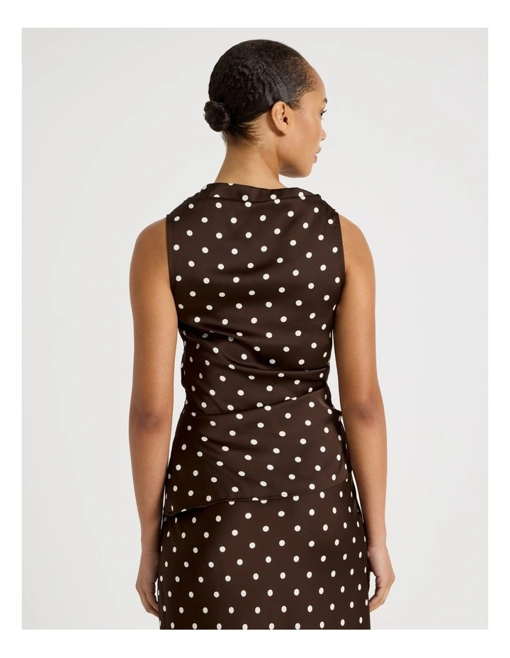 Satin High Neck Asymmetrical Top in Dark Brown image 6