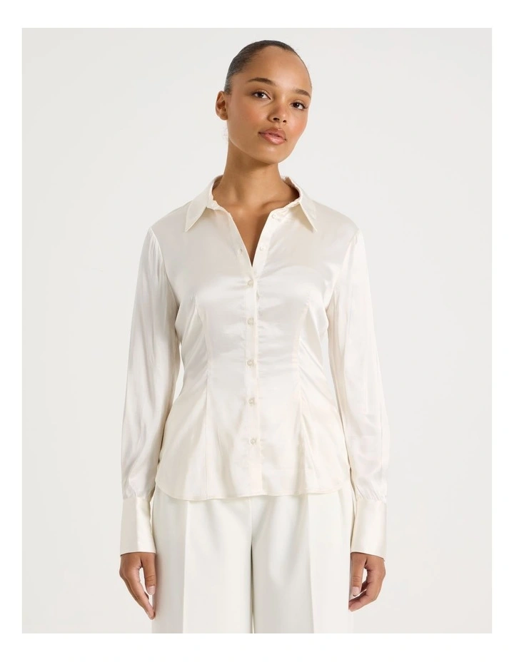 Satin Shirt in Ivory image 1