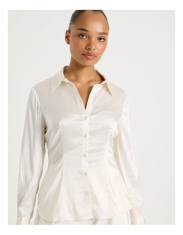 Satin Shirt in Ivory image 6