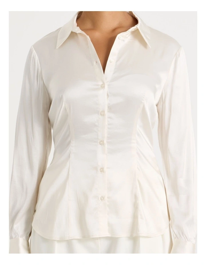 Satin Shirt in Ivory image 7