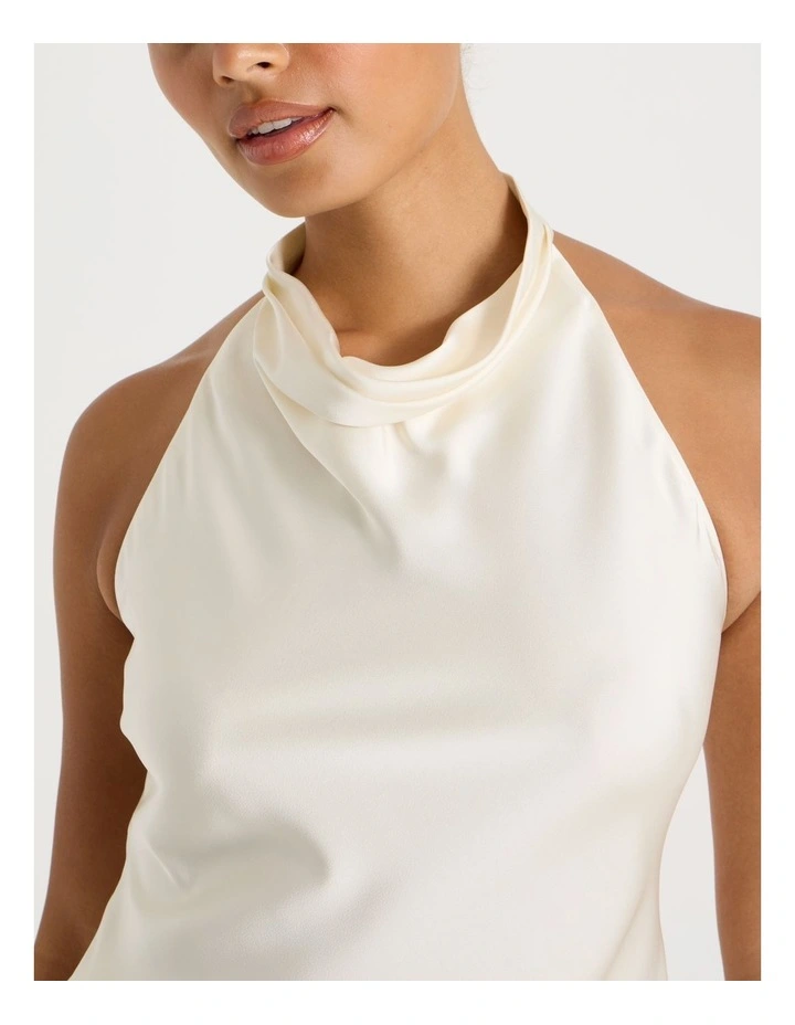 Satin Halter Neck Top in Ecru image 7