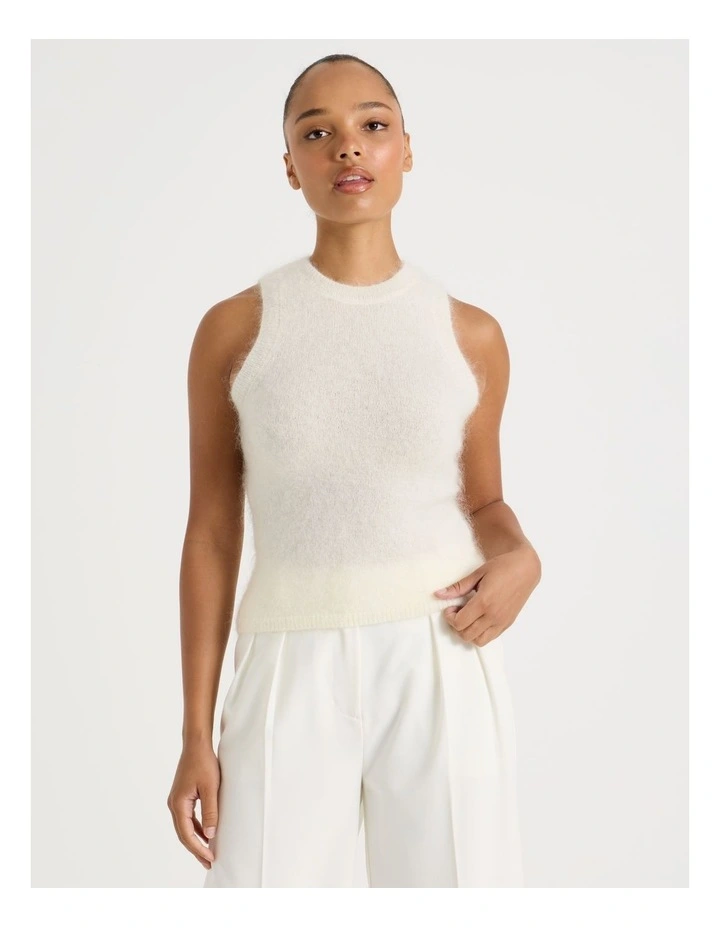 Wool Mohair Blend Sleeveless Fluffy Knit Top image 2