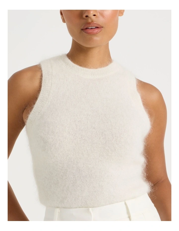 Wool Mohair Blend Sleeveless Fluffy Knit Top image 3