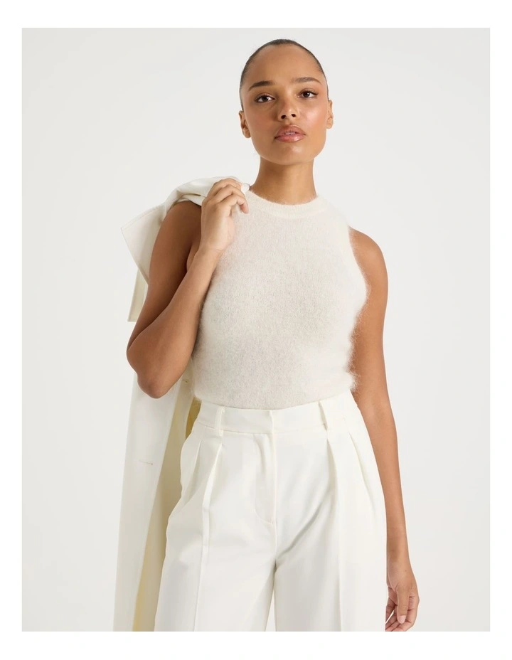 Wool Mohair Blend Sleeveless Fluffy Knit Top image 4