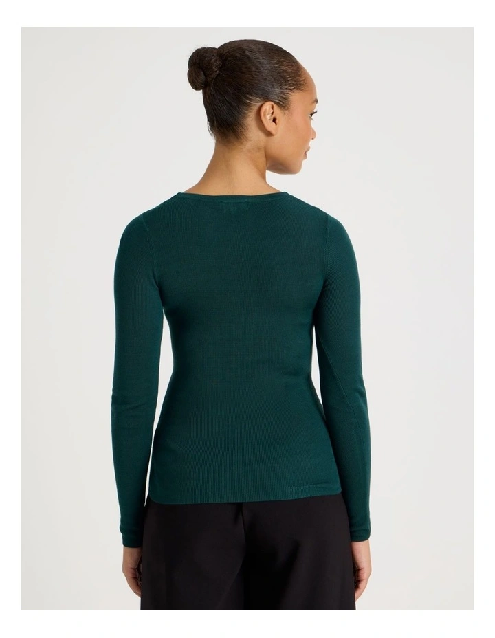 Twist V-Neck Long Sleeve Knit Top in Atlantic image 6
